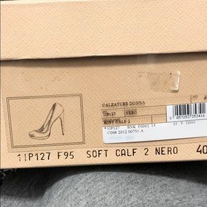 PRADA black leather pumps with whip stitch detail!